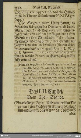 Das LII. Capitel, Vom Ehe-Stande