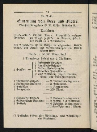 74-76, IV. Teil. Einteilung von Heer und Flotte