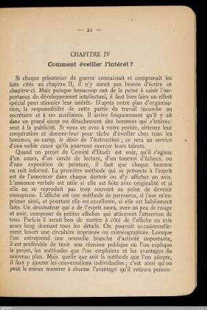 Chapitre IV - Comment éveiller l'intérêt?