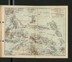 Missionskarte der Karolinen, Palau und Marianen im Stillen Ozean.