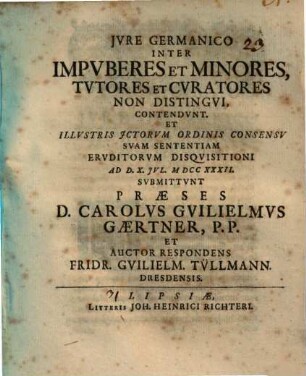 Iure Germanico inter impuberes et minores, tutores et curatores non distingui