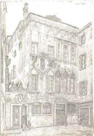 Wach, Hugo; Venedig (Italien); Reisezeichnungen - Palazzo Bembo-Boldù (Perspektive)
