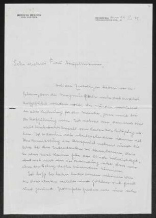 Brief von Hedwig Buller an Margarete Hauptmann