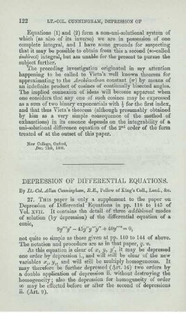 Depression of differential equations.