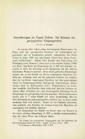 Bemerkungen zu Eugene Dubois: Die Klimate der geologischen Vergangenheit