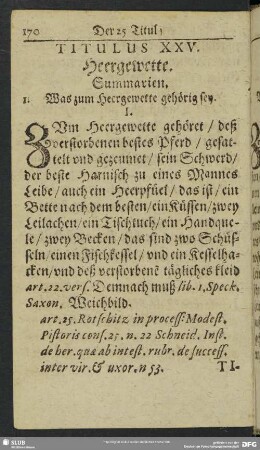 Titulus XXV. Heergewette