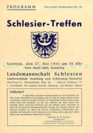 Programmheft eines Treffens der 1945 aus Schlesien ausgesiedelten Deutschen