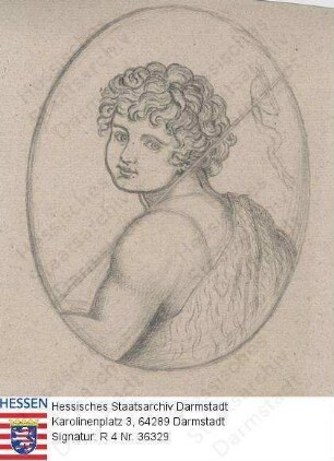 Hill, Friedrich Jakob (1758-1846) / Bildnis einer Kinderfigur, über die Schulter blickend, Brustbild in Medaillon