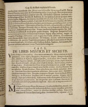 Cap. X. De Libris Mysticis Et Secretis