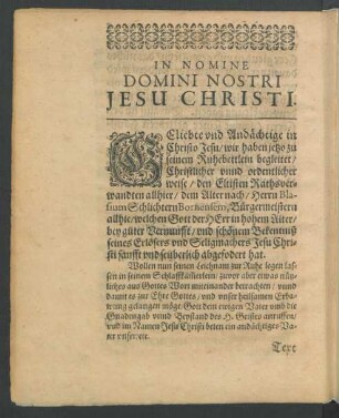 In Nomine Domini Nostri Jesu Christi.