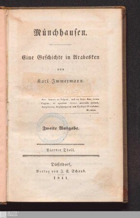 Vierter Theil: Münchhausen : eine Geschichte in Arabesken