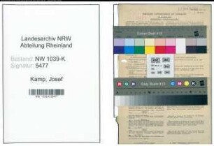 Entnazifizierung Josef Kamp , geb. 20.06.1901 (Haendler)