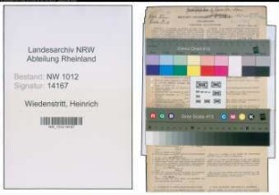 Entnazifizierung Heinrich Wiedenstritt , geb. 26.07.1907 (Kaufmann)