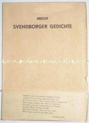 Erstausgabe einer Gedichtsammlung von Bertolt Brecht, benannt nach dem Ort seines Exil auf der dänischen Insel Fünen