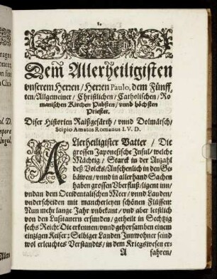 Dem Allerheiligsten unserem Herren/ Herren Paulo, dem Fünfften [...]