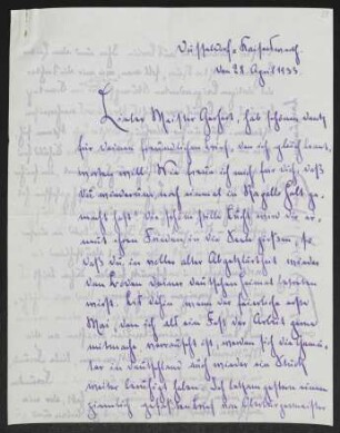 Brief von Herbert Eulenberg an Gerhart Hauptmann