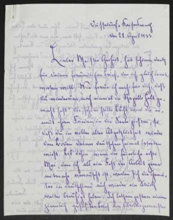 Brief von Herbert Eulenberg an Gerhart Hauptmann