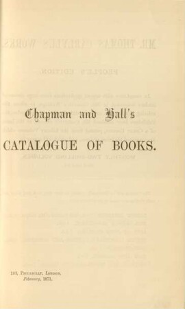 Chapman and Hall's catalogue of books