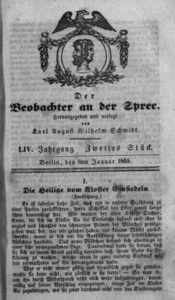 2. Stück, 8. Januar 1855