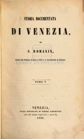 Storia documentata di Venezia, 5