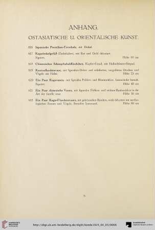 Anhang: Ostasiatische u. orientalische Kunst (Nr. 616-622)