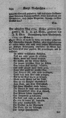 Der achtzehnte May 1774.