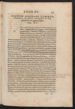 Ioannis Sleidani Commentariorum ... Liber XV.