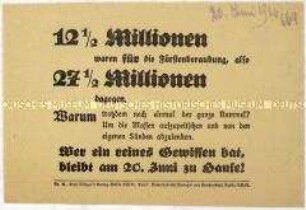 Aufruf zum Boykott des Volksentscheids über die Fürstenenteignung