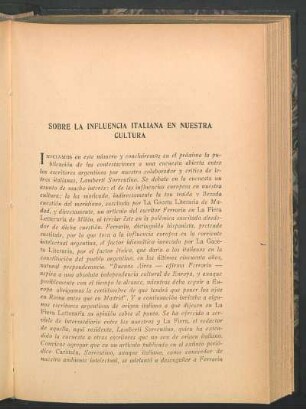 Sobre la influencia italiana en nuestra cultura