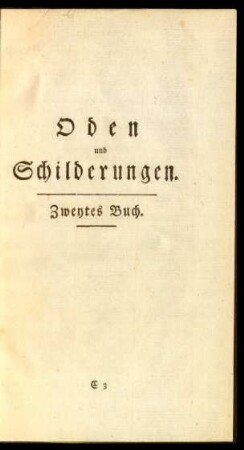 Oden und Schilderungen. Zweytes Buch