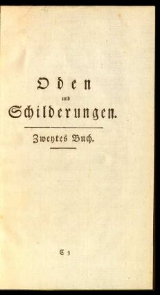 Oden und Schilderungen. Zweytes Buch