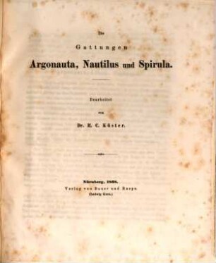 Die Gattungen Argonauta, Nautilus und Spirula