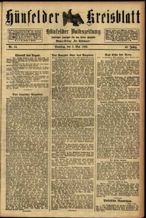 Ausgabe vom Samstag, den 05. Mai 1923.
