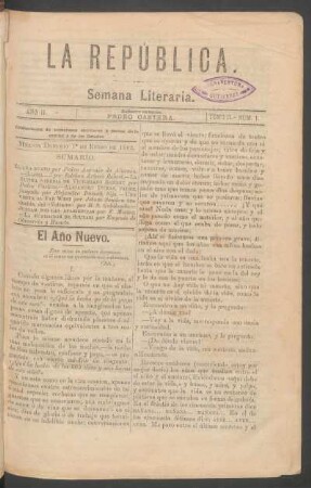 1882,2,1: año 2, tomo 2, núm. 1 (1o de enero de 1882)