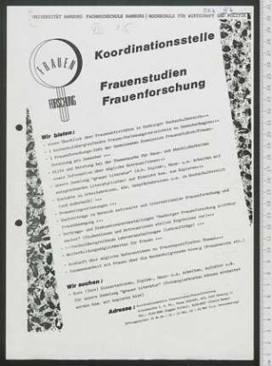 Koordinationsstelle Frauenstudien Frauenforschung