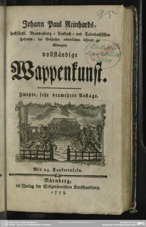 Johann Paul Reinhards, ... vollständige Wappenkunst