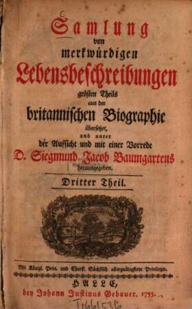 Samlung von merkwürdigen Lebensbeschreibungen, 3