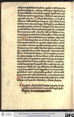 Explicit alphabetum divini amoris de elevatione mentis in deum venerabili magistri Johannes Gerson, cancellarii Parisiensis.