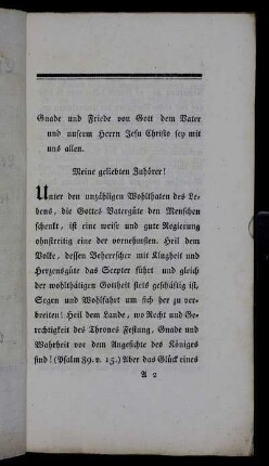 Gnade und Friede vor Gott dem Vater und unserm Herrn Jesu Christo sey mit uns allen. Meine geliebten Zuhörer!
