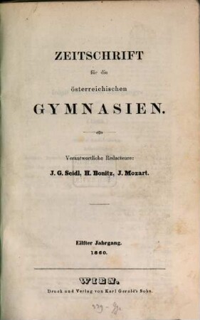 Zeitschrift für die österreichischen Gymnasien, 11. 1860
