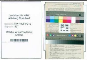 Entnazifizierung Anna Friederike Antonia Willeke , geb. 26.05.1905 (Postassistentin)