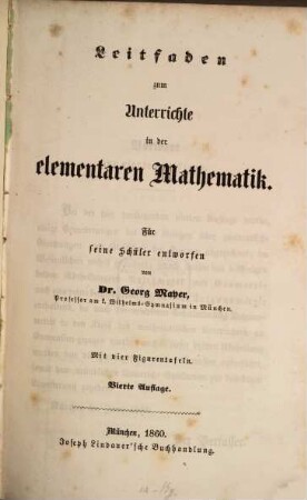 Leitfaden zum Unterrichte in der elementaren Mathematik