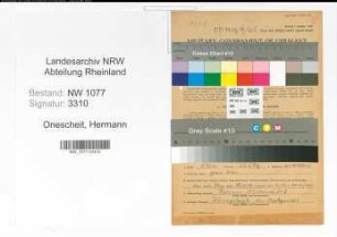 Entnazifizierung Hermann Onescheit , geb. 22.03.1895 (Polizist)