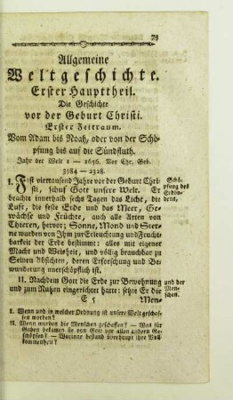 Erster Haupttheil. Die Geschichte vor der Geburt Christi.
