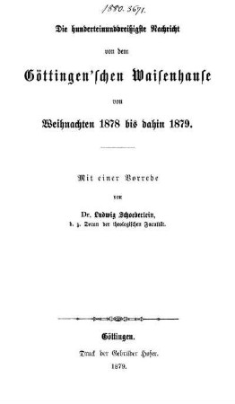 131: Nachricht von dem Göttingen'schen Waisenhause