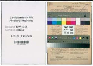 Entnazifizierung Elisabeth Freund , geb. 16.04.1920 (Schaffnerin)