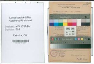 Entnazifizierung Otto Reincke , geb. 29.07.1908 (Verw.Inspektor)