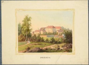 Das Rittergut in Drehsa (Weißenberg-Drehsa) östlich von Bautzen in der Lausitz, aus dem Album der Rittergüter und Schlösser im Königreiche Sachsen, 3. Band