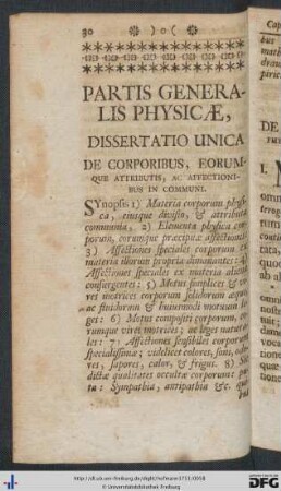 Pars Generalis Physicae.