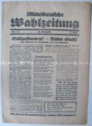 Regionale Wahlzeitung der DDP zur Reichstagswahl 1924